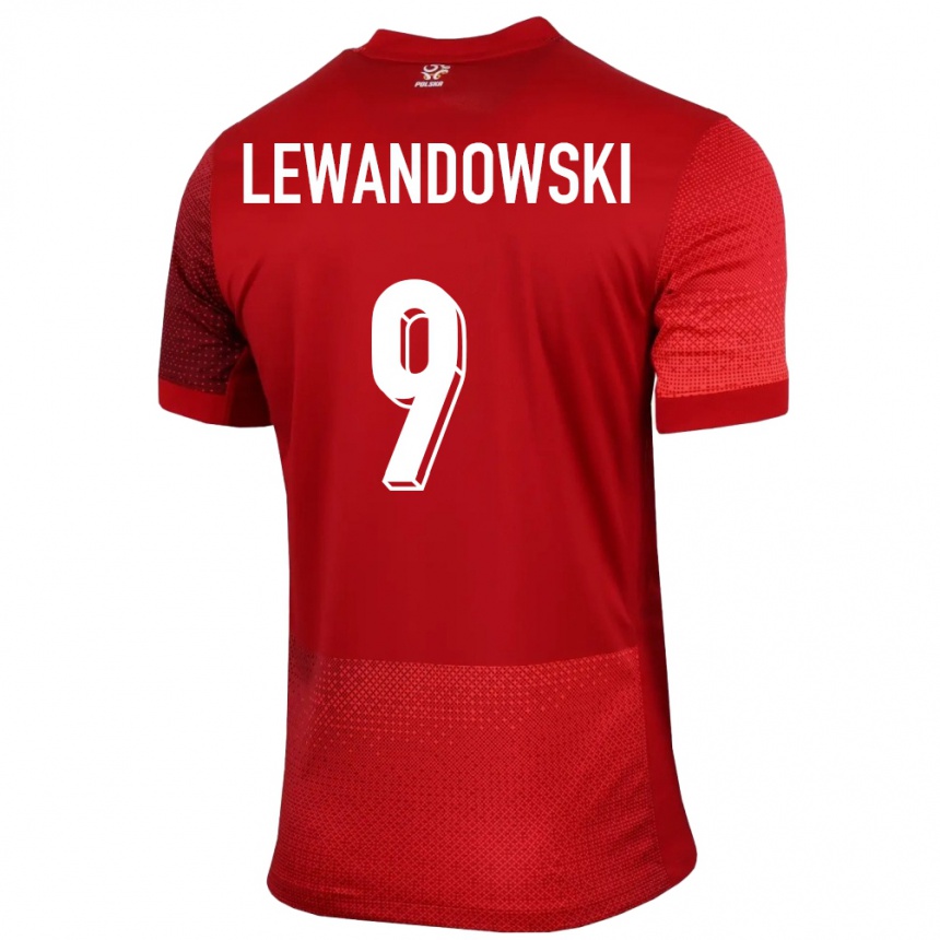 Kids Football Poland Robert Lewandowski #9 Red Away Jersey 24-26 T-Shirt Uk