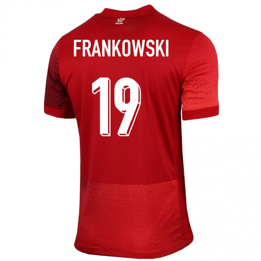 Kids Football Poland Przemyslaw Frankowski #19 Red Away Jersey 24-26 T-Shirt Uk