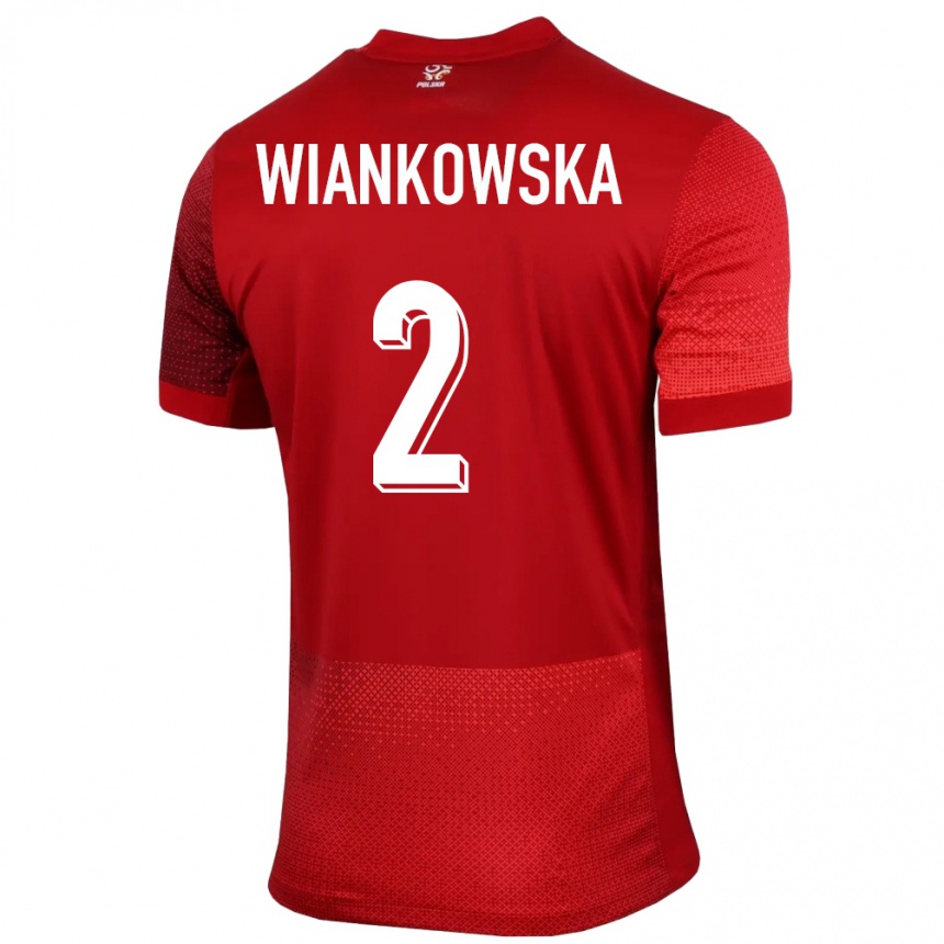 Kids Football Poland Martyna Wiankowska #2 Red Away Jersey 24-26 T-Shirt Uk