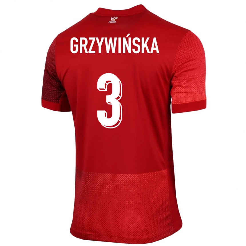 Kids Football Poland Gabriela Grzywinska #3 Red Away Jersey 24-26 T-Shirt Uk