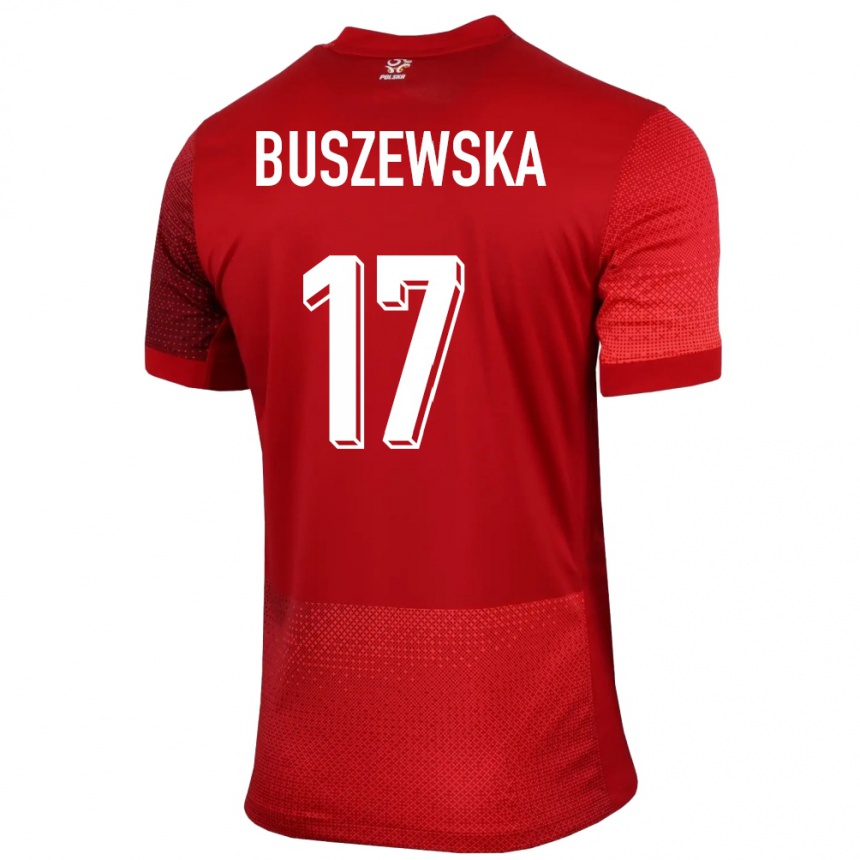 Kids Football Poland Zofia Buszewska #17 Red Away Jersey 24-26 T-Shirt Uk