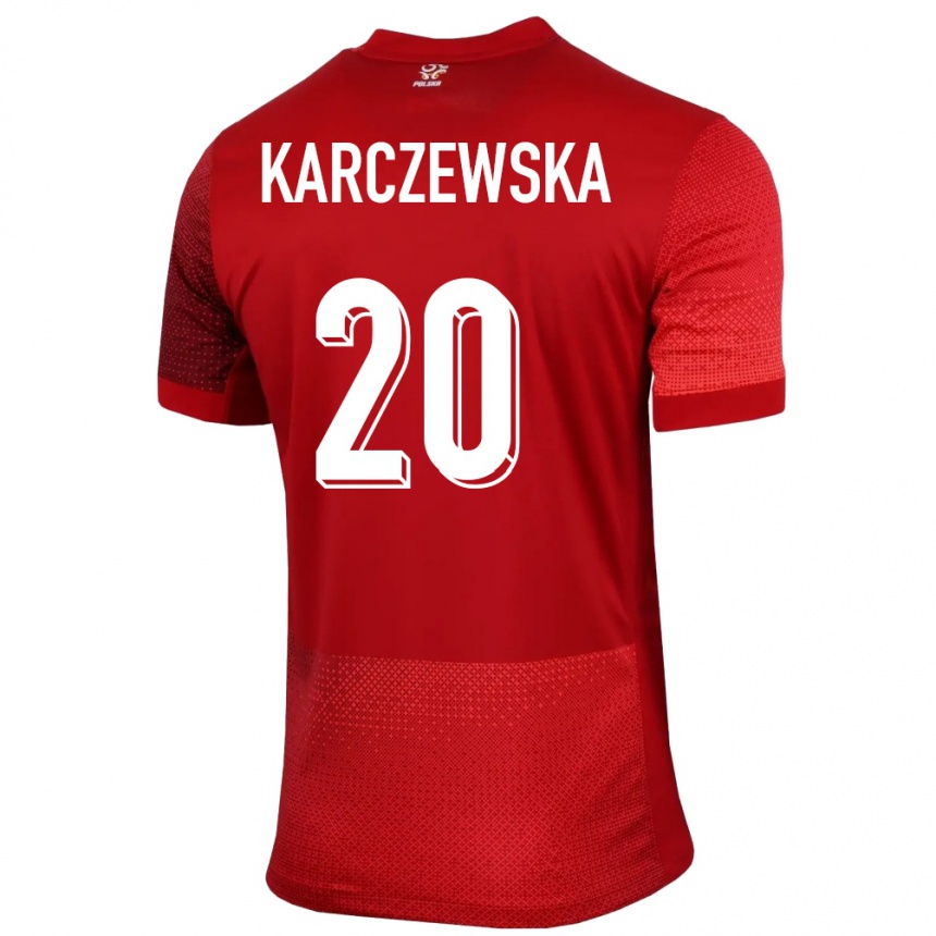 Kids Football Poland Nikola Karczewska #20 Red Away Jersey 24-26 T-Shirt Uk