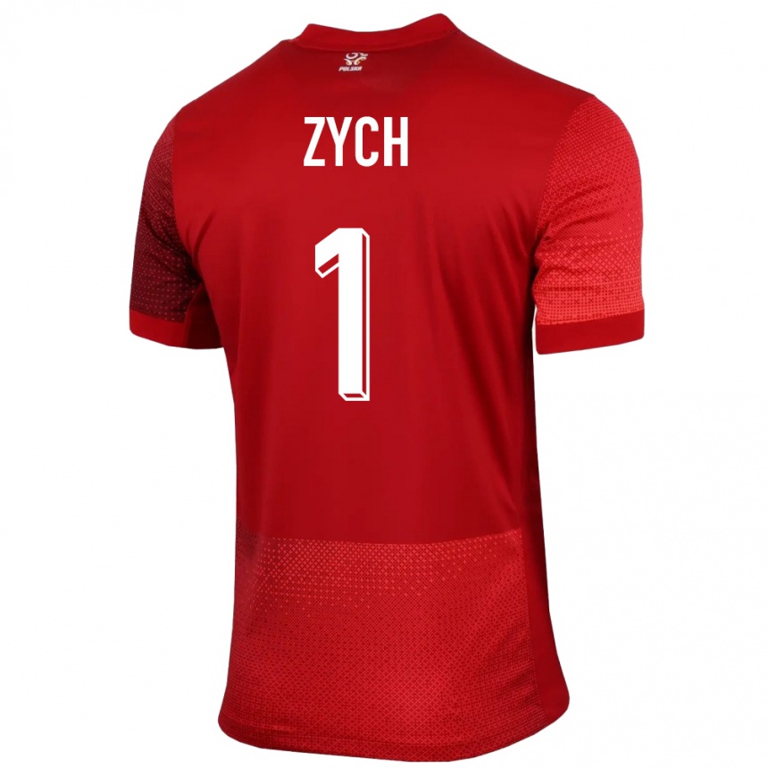 Kids Football Poland Oliwier Zych #1 Red Away Jersey 24-26 T-Shirt Uk