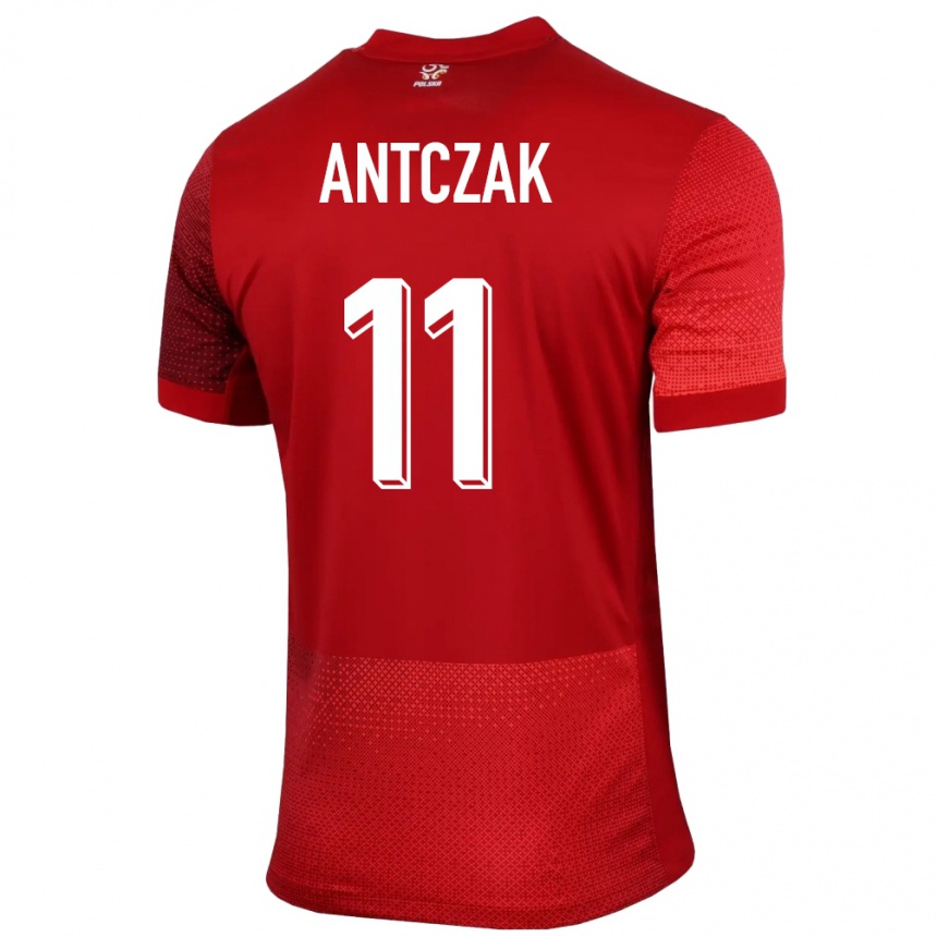 Kids Football Poland Jakub Antczak #11 Red Away Jersey 24-26 T-Shirt Uk