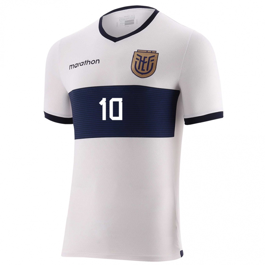 Kids Football Ecuador Romario Ibarra #10 White Away Jersey 24-26 T-Shirt Uk