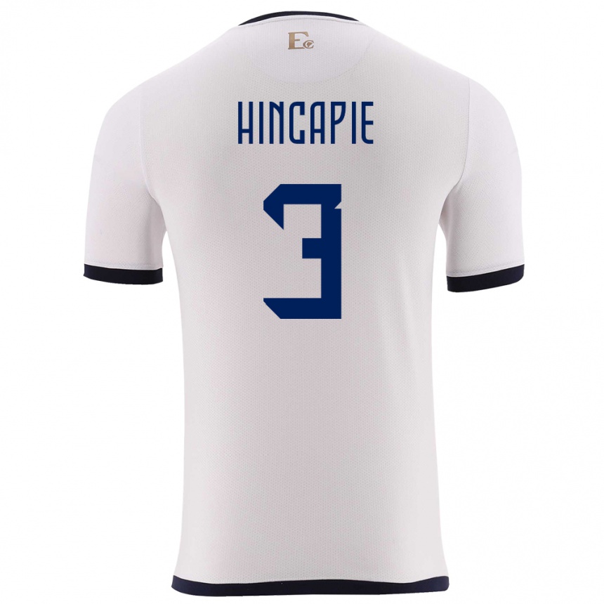 Kids Football Ecuador Piero Hincapie #3 White Away Jersey 24-26 T-Shirt Uk