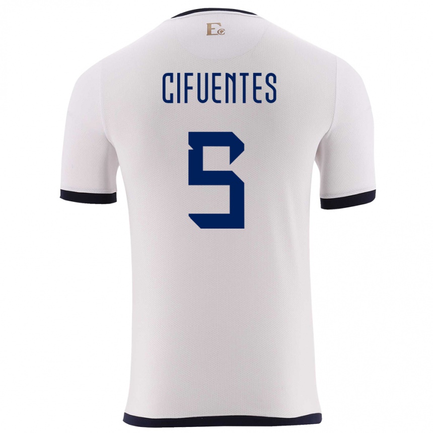 Kids Football Ecuador Jose Cifuentes #5 White Away Jersey 24-26 T-Shirt Uk