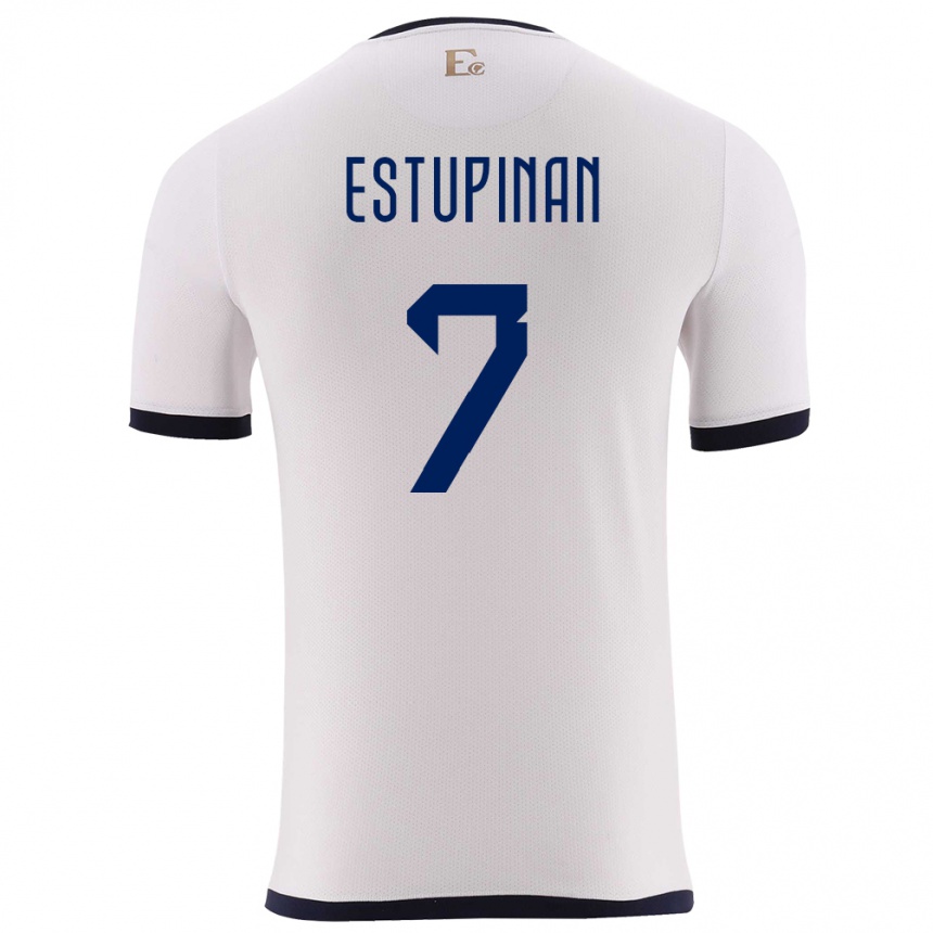 Kids Football Ecuador Pervis Estupinan #7 White Away Jersey 24-26 T-Shirt Uk