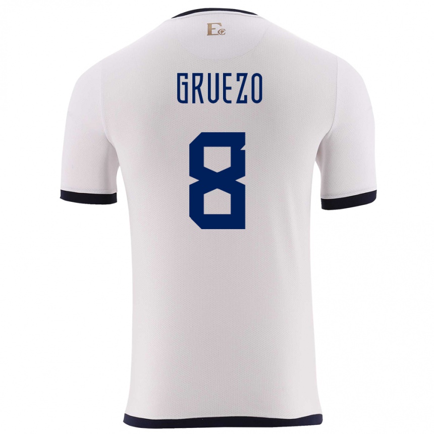 Kids Football Ecuador Carlos Gruezo #8 White Away Jersey 24-26 T-Shirt Uk