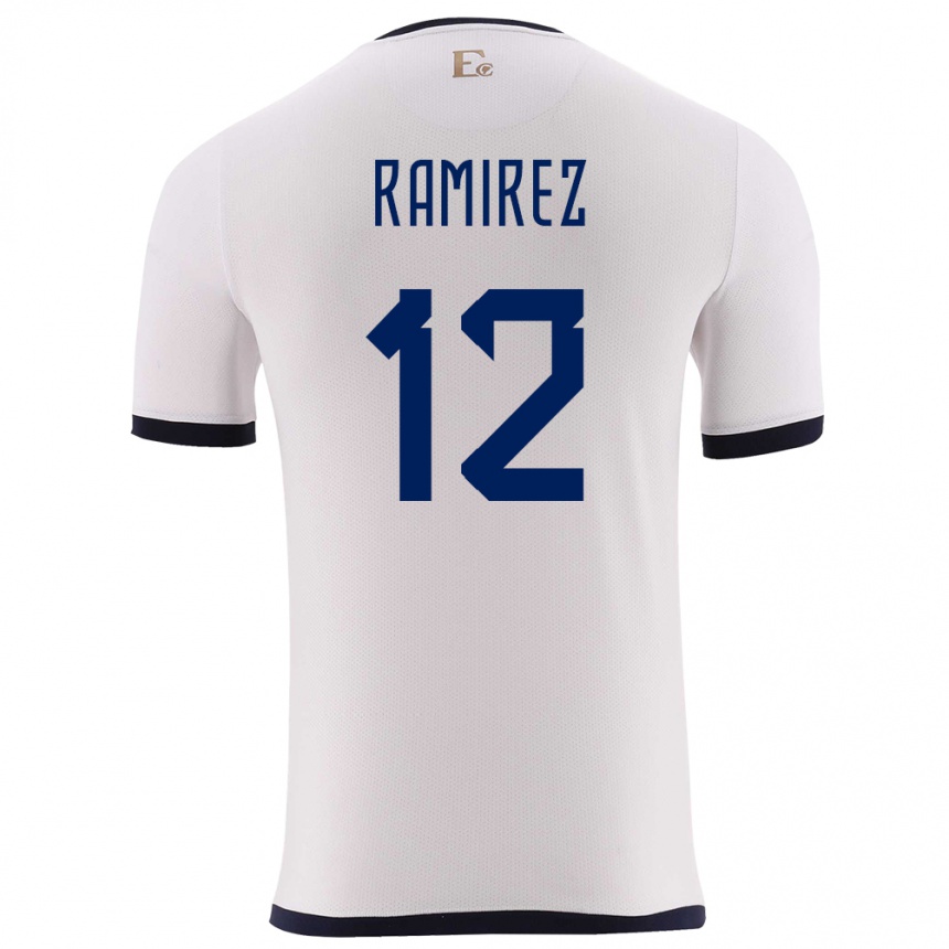 Kids Football Ecuador Moises Ramirez #12 White Away Jersey 24-26 T-Shirt Uk