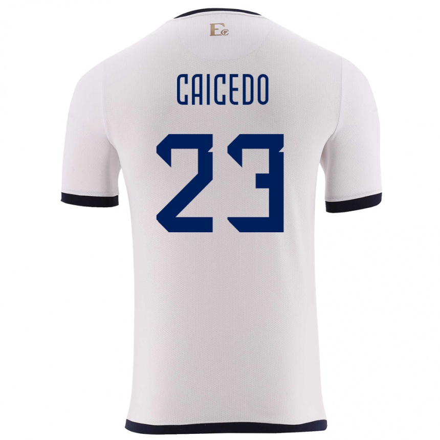 Kids Football Ecuador Moises Caicedo #23 White Away Jersey 24-26 T-Shirt Uk