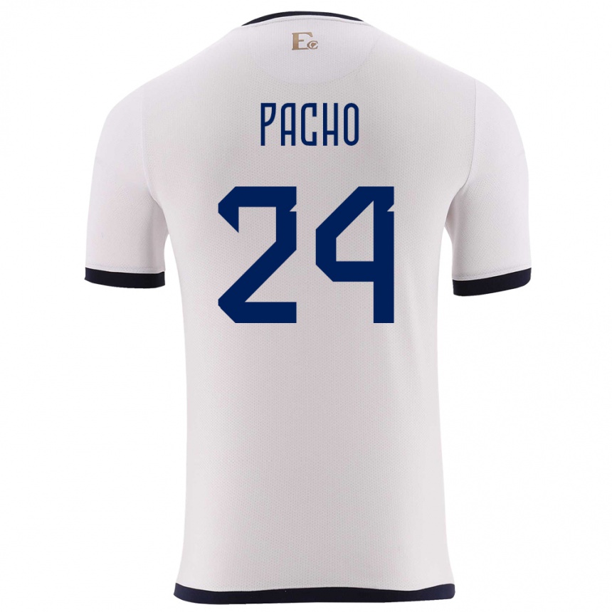 Kids Football Ecuador William Pacho #24 White Away Jersey 24-26 T-Shirt Uk