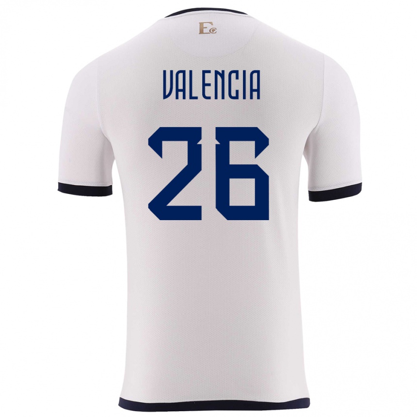 Kids Football Ecuador Anthony Valencia #26 White Away Jersey 24-26 T-Shirt Uk