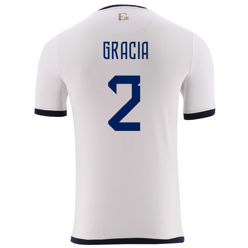 Kids Football Ecuador Ericka Gracia #2 White Away Jersey 24-26 T-Shirt Uk