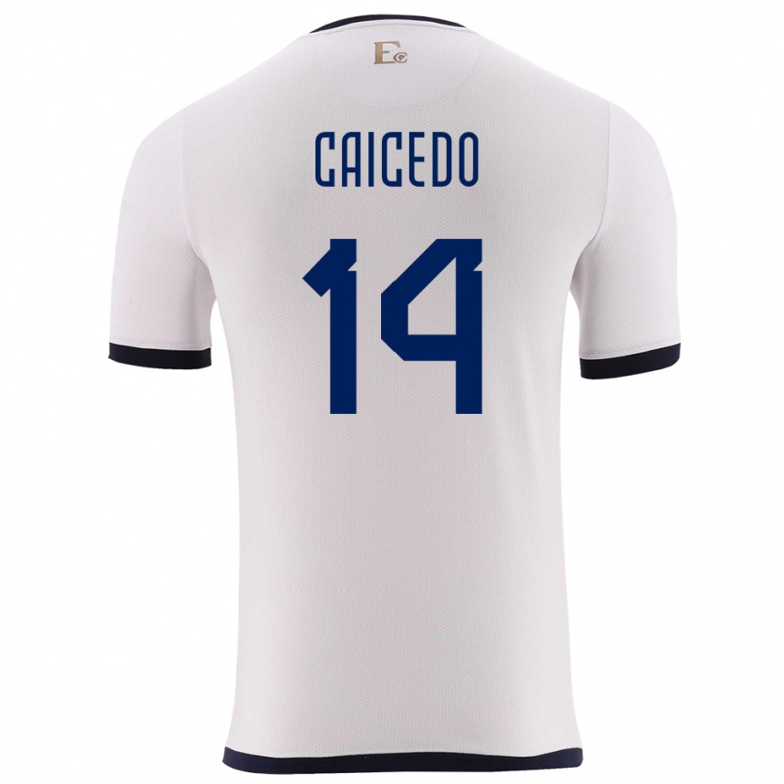 Kids Football Ecuador Carina Caicedo #14 White Away Jersey 24-26 T-Shirt Uk