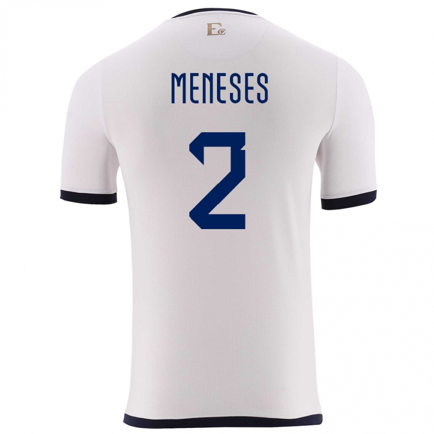 Kids Football Ecuador Randy Meneses #2 White Away Jersey 24-26 T-Shirt Uk