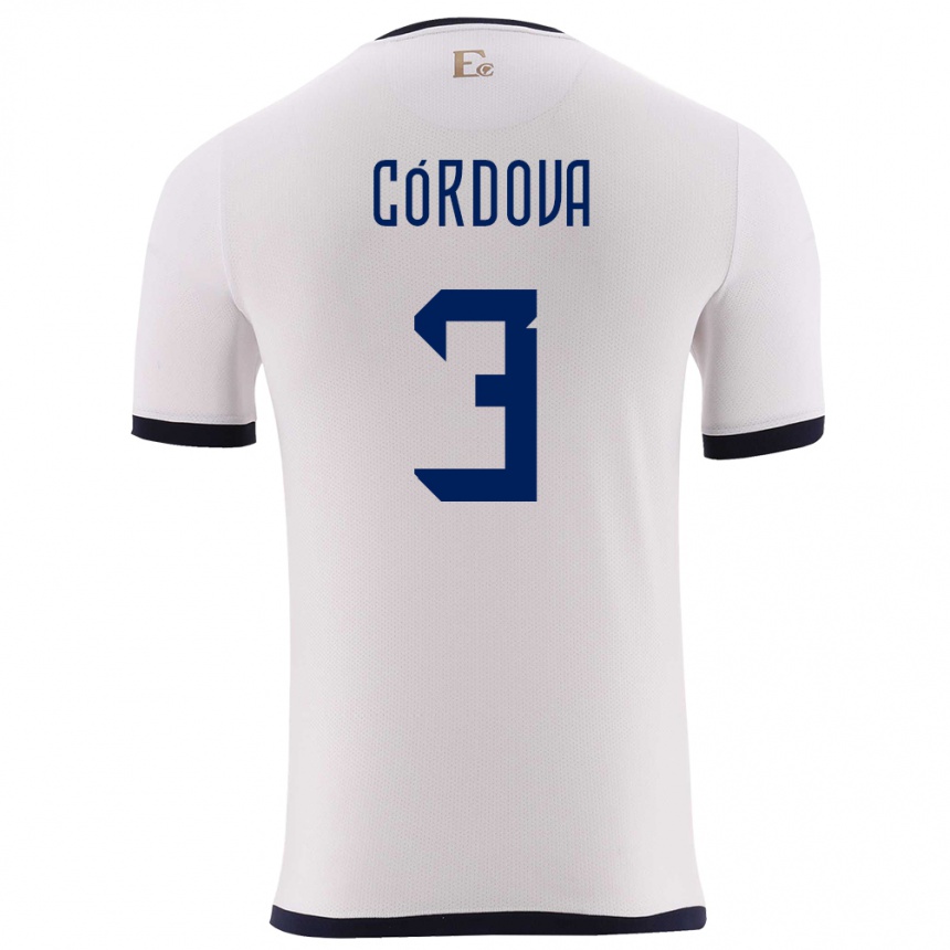 Kids Football Ecuador Luis Cordova #3 White Away Jersey 24-26 T-Shirt Uk