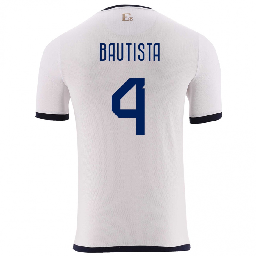 Kids Football Ecuador Davis Bautista #4 White Away Jersey 24-26 T-Shirt Uk