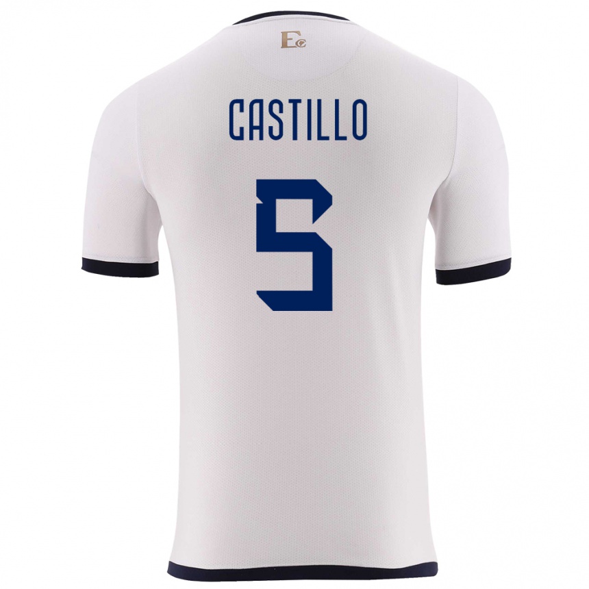 Kids Football Ecuador Denil Castillo #5 White Away Jersey 24-26 T-Shirt Uk