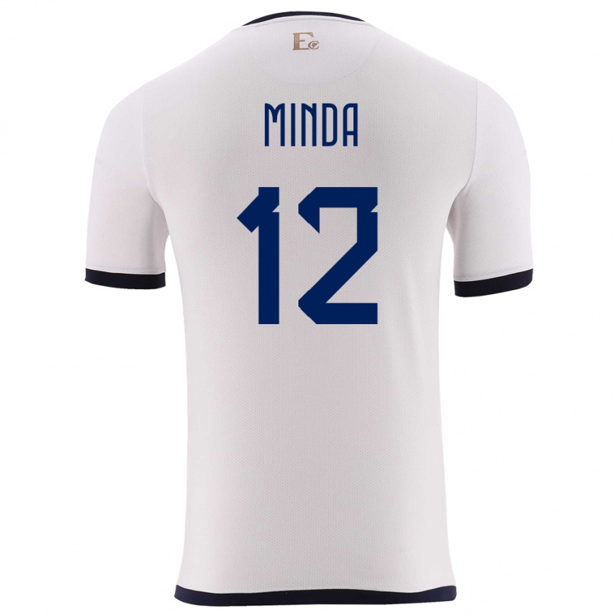 Kids Football Ecuador Ethan Minda #12 White Away Jersey 24-26 T-Shirt Uk