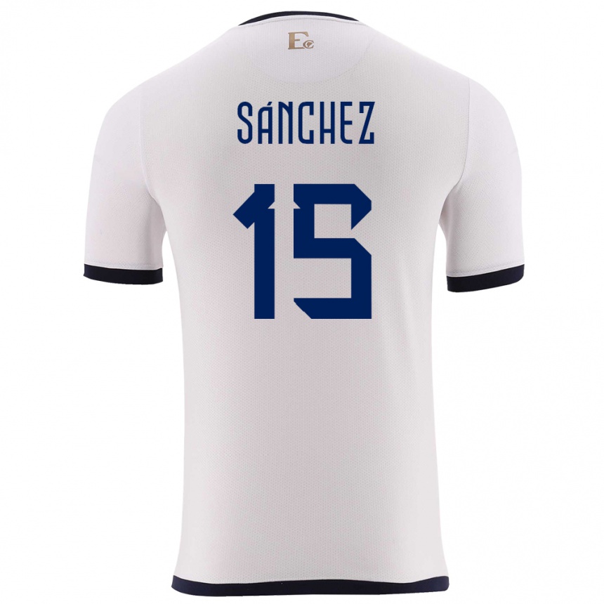 Kids Football Ecuador Juan Sanchez #15 White Away Jersey 24-26 T-Shirt Uk