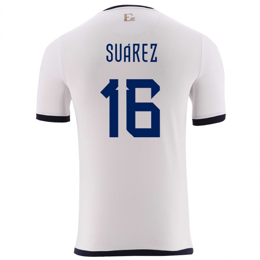 Kids Football Ecuador Ariel Suarez #16 White Away Jersey 24-26 T-Shirt Uk