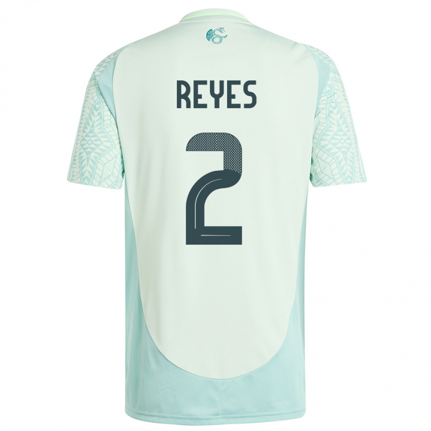 Kids Football Mexico Luis Reyes #2 Linen Green Away Jersey 24-26 T-Shirt Uk