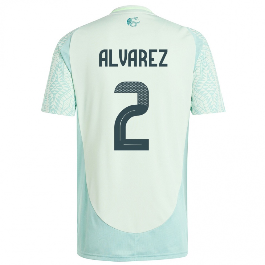 Kids Football Mexico Kevin Alvarez #2 Linen Green Away Jersey 24-26 T-Shirt Uk