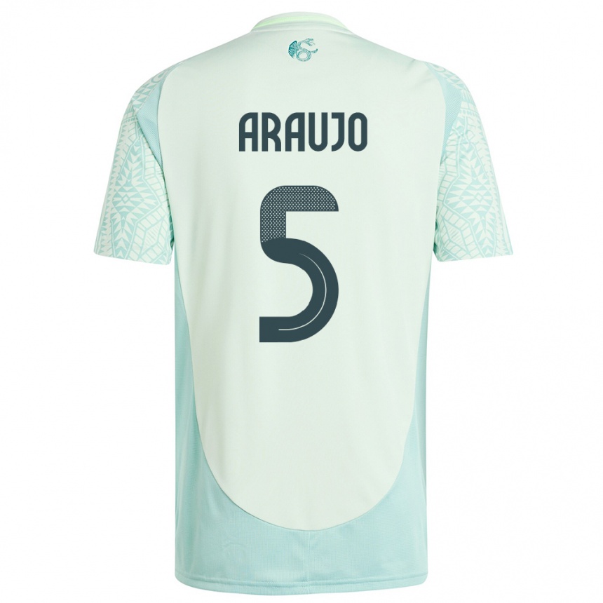 Kids Football Mexico Julian Araujo #5 Linen Green Away Jersey 24-26 T-Shirt Uk