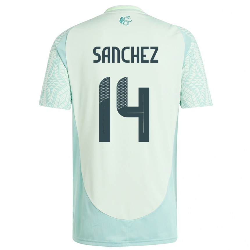 Kids Football Mexico Erick Sanchez #14 Linen Green Away Jersey 24-26 T-Shirt Uk