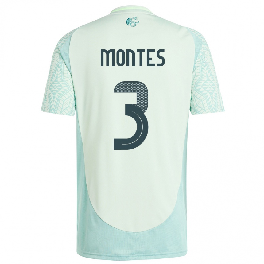 Kids Football Mexico Cesar Montes #3 Linen Green Away Jersey 24-26 T-Shirt Uk