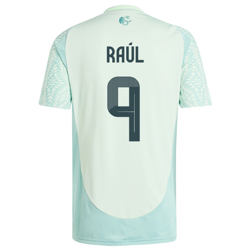 Kids Football Mexico Raul Jimenez #9 Linen Green Away Jersey 24-26 T-Shirt Uk