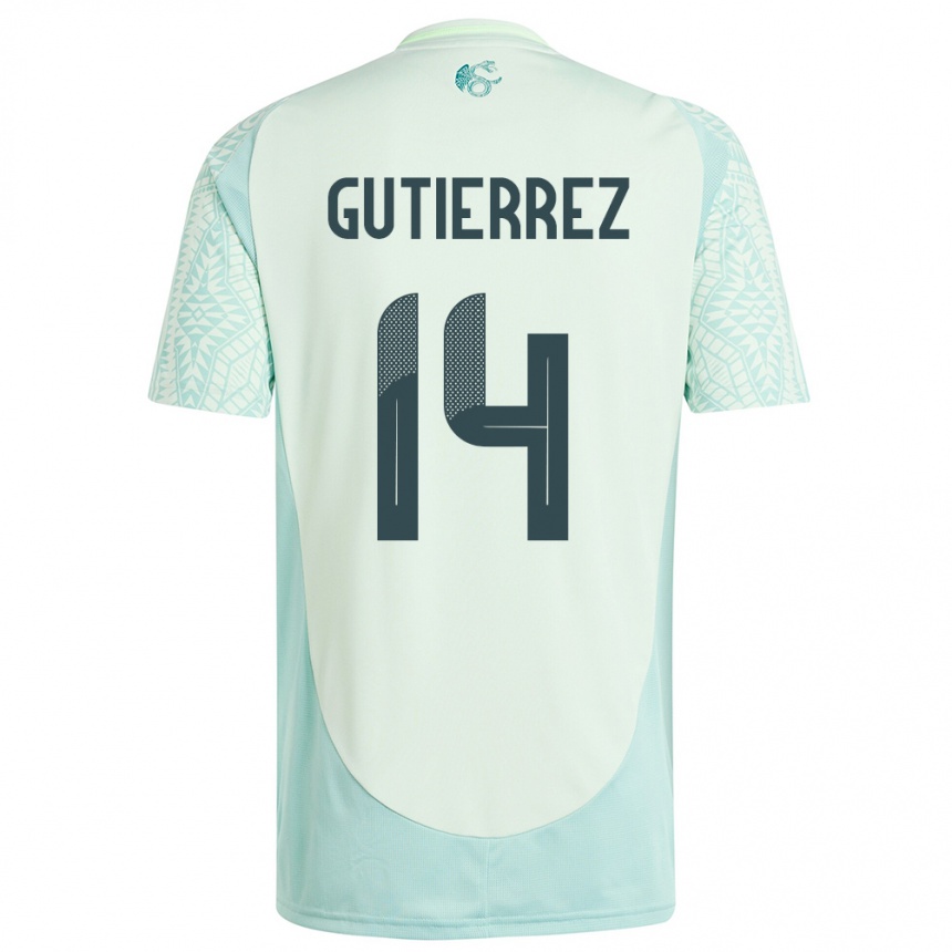 Kids Football Mexico Erick Gutierrez #14 Linen Green Away Jersey 24-26 T-Shirt Uk