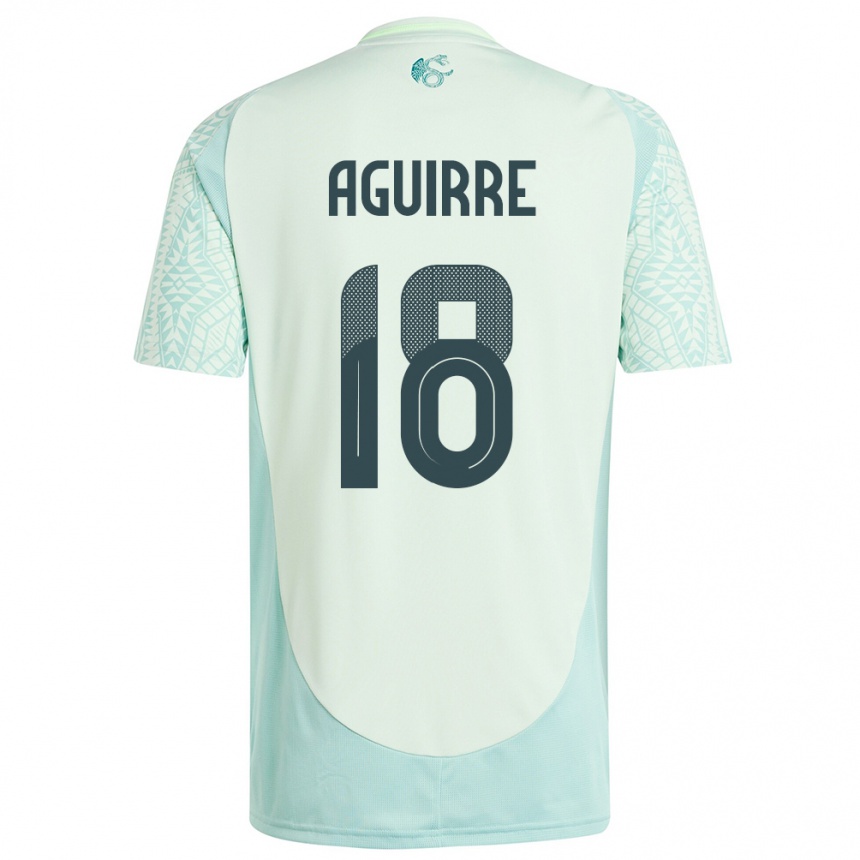 Kids Football Mexico Eduardo Aguirre #18 Linen Green Away Jersey 24-26 T-Shirt Uk