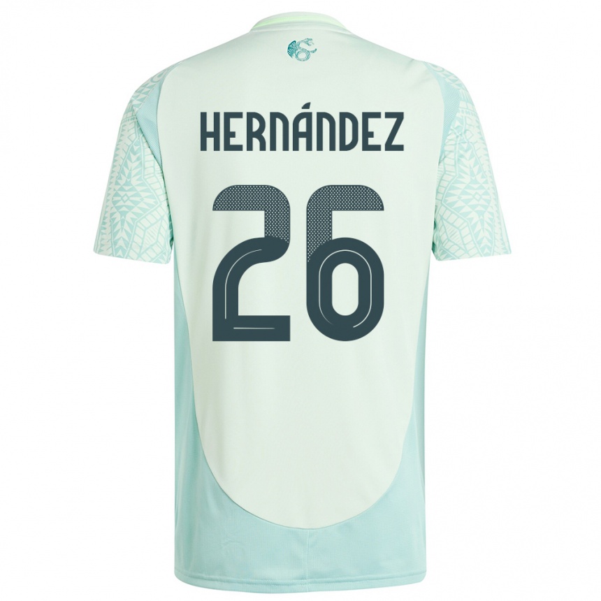 Kids Football Mexico Nicolette Hernandez #26 Linen Green Away Jersey 24-26 T-Shirt Uk