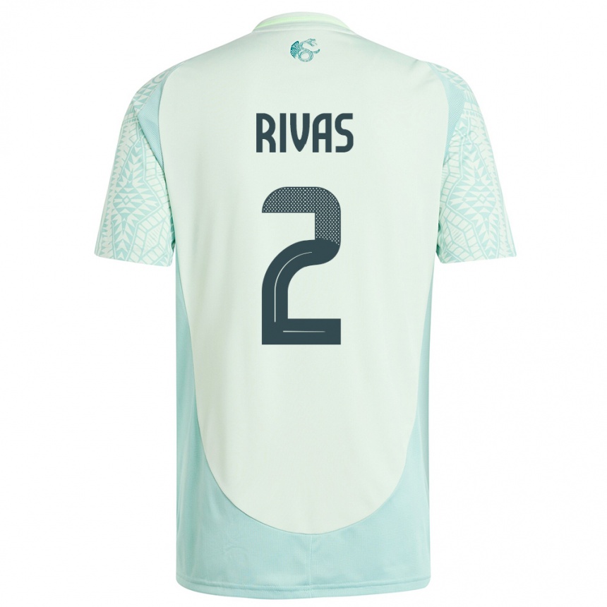 Kids Football Mexico Jesus Rivas #2 Linen Green Away Jersey 24-26 T-Shirt Uk