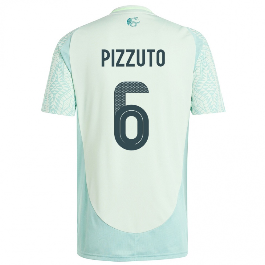 Kids Football Mexico Eugenio Pizzuto #6 Linen Green Away Jersey 24-26 T-Shirt Uk