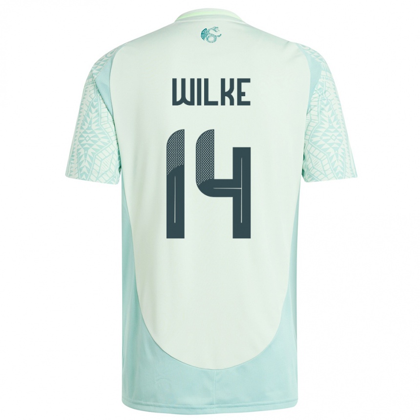 Kids Football Mexico Teun Wilke #14 Linen Green Away Jersey 24-26 T-Shirt Uk