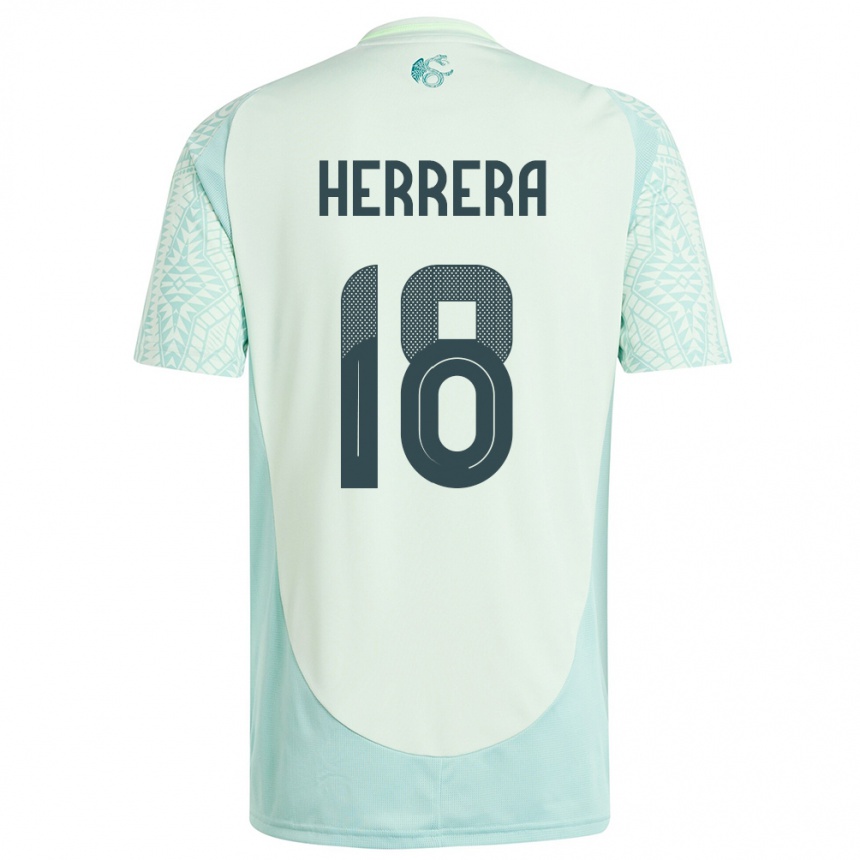 Kids Football Mexico Ozziel Herrera #18 Linen Green Away Jersey 24-26 T-Shirt Uk