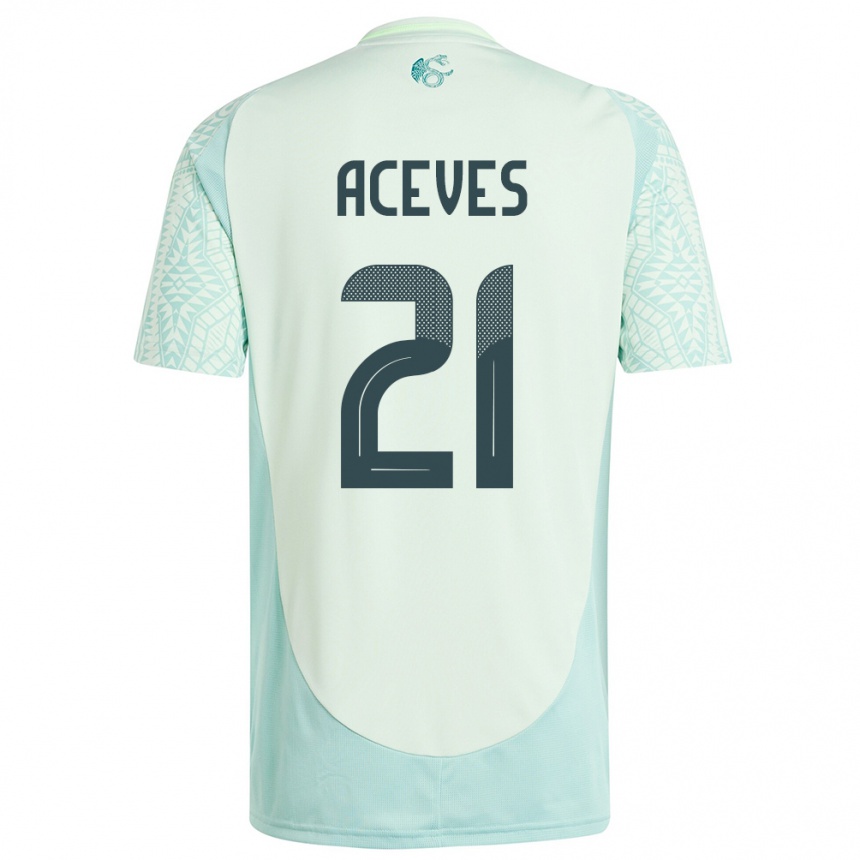 Kids Football Mexico Daniel Aceves #21 Linen Green Away Jersey 24-26 T-Shirt Uk