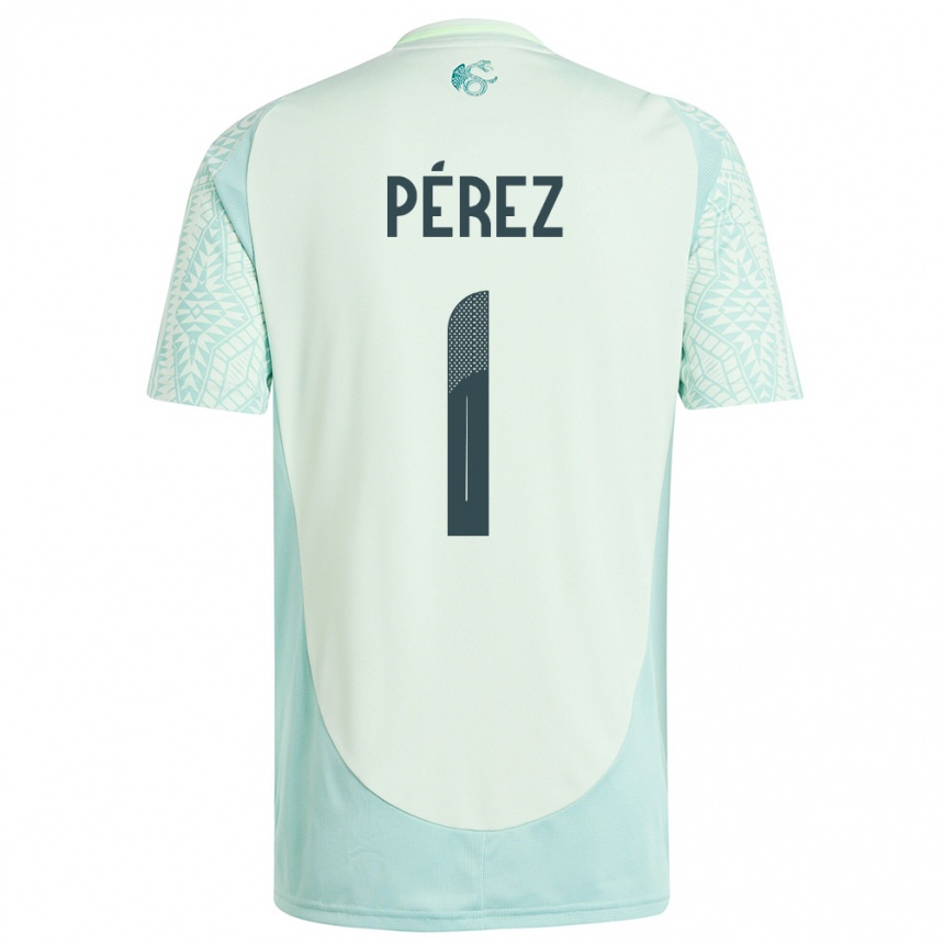 Kids Football Mexico Emiliano Perez #1 Linen Green Away Jersey 24-26 T-Shirt Uk