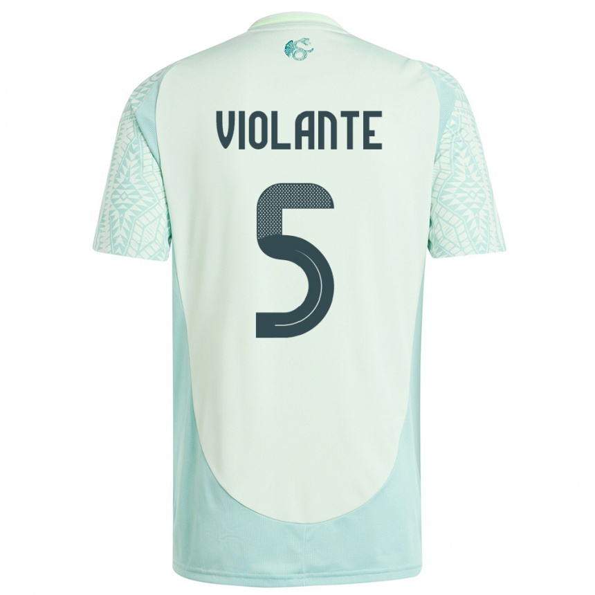 Kids Football Mexico Isaias Violante #5 Linen Green Away Jersey 24-26 T-Shirt Uk