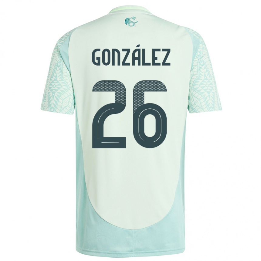 Kids Football Mexico Bryan Gonzalez #26 Linen Green Away Jersey 24-26 T-Shirt Uk