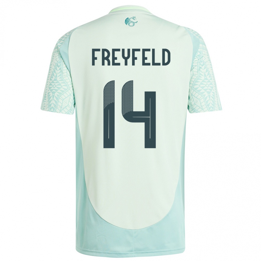 Kids Football Mexico Emiliano Freyfeld #14 Linen Green Away Jersey 24-26 T-Shirt Uk