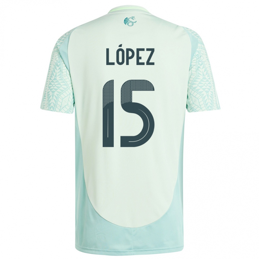 Kids Football Mexico Everardo Lopez #15 Linen Green Away Jersey 24-26 T-Shirt Uk