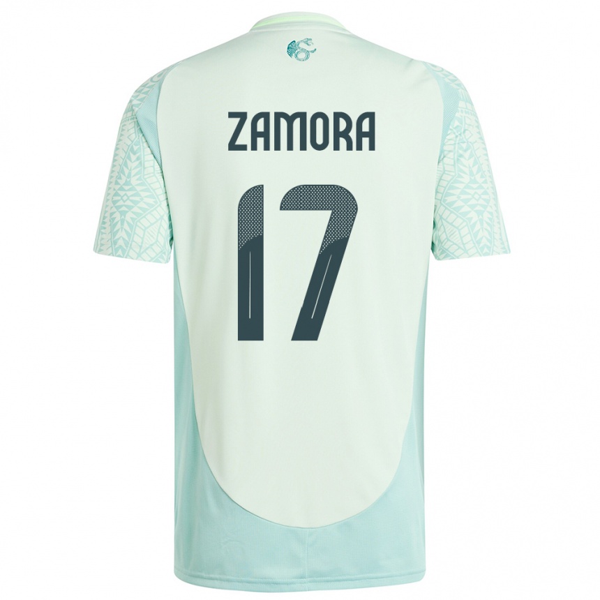 Kids Football Mexico Saul Zamora #17 Linen Green Away Jersey 24-26 T-Shirt Uk