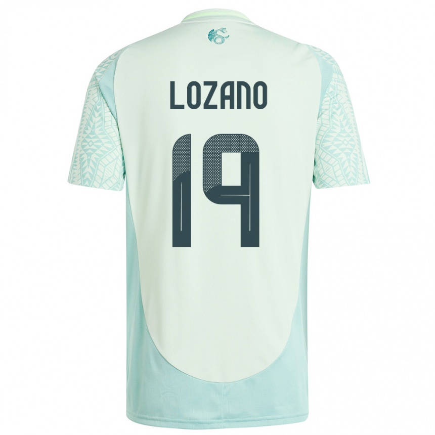 Kids Football Mexico Esteban Lozano #19 Linen Green Away Jersey 24-26 T-Shirt Uk