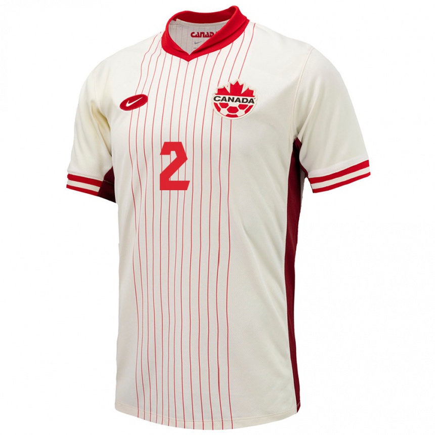 Kids Football Canada Alistair Johnston #2 White Away Jersey 24-26 T-Shirt Uk