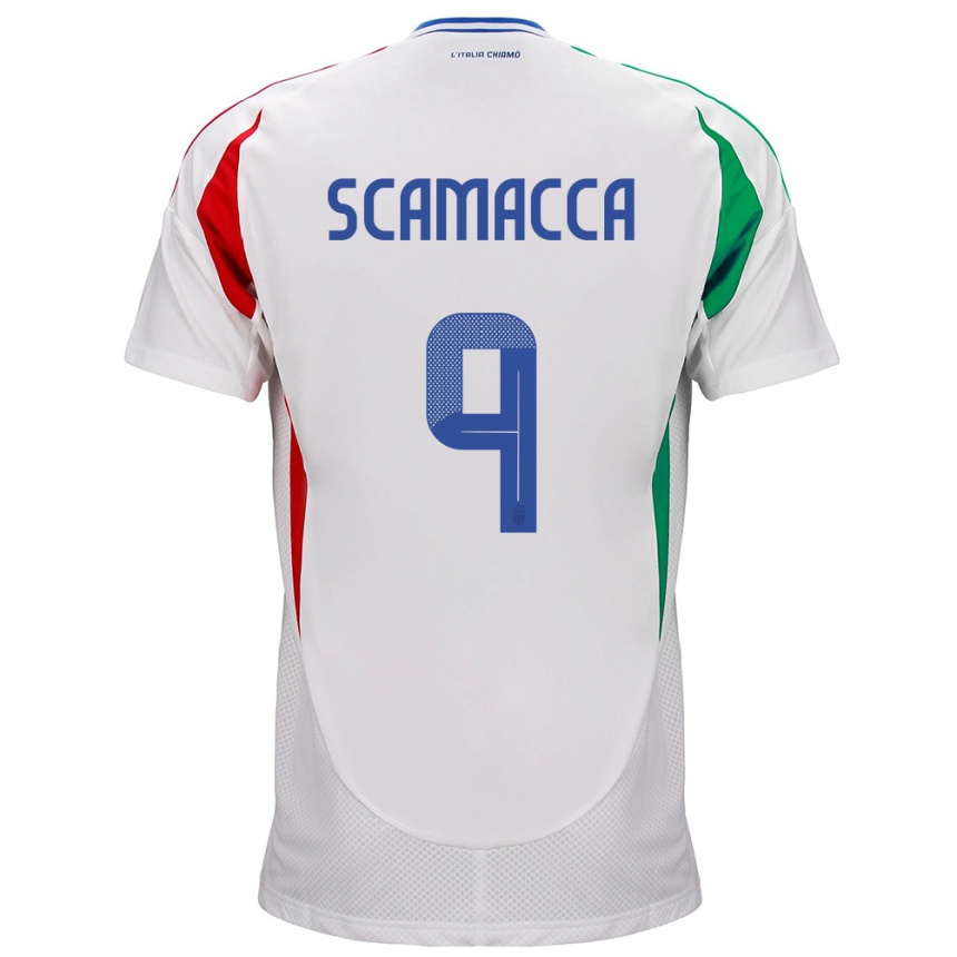 Kids Football Italy Gianluca Scamacca #9 White Away Jersey 24-26 T-Shirt Uk