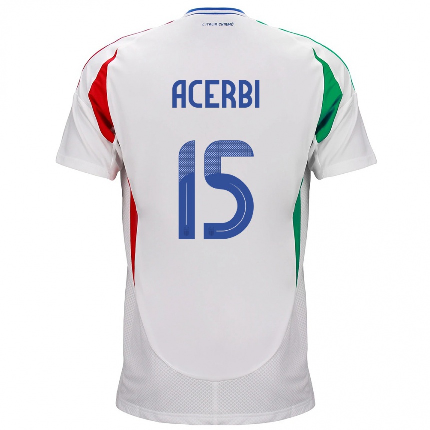 Kids Football Italy Francesco Acerbi #15 White Away Jersey 24-26 T-Shirt Uk